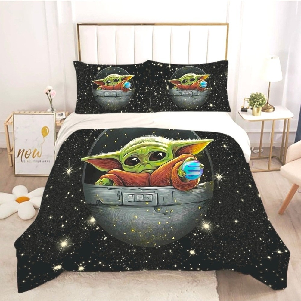 Baby Yoda Galaxy Bedding Duvet Covers Set (4pcs) TWIN 86x70